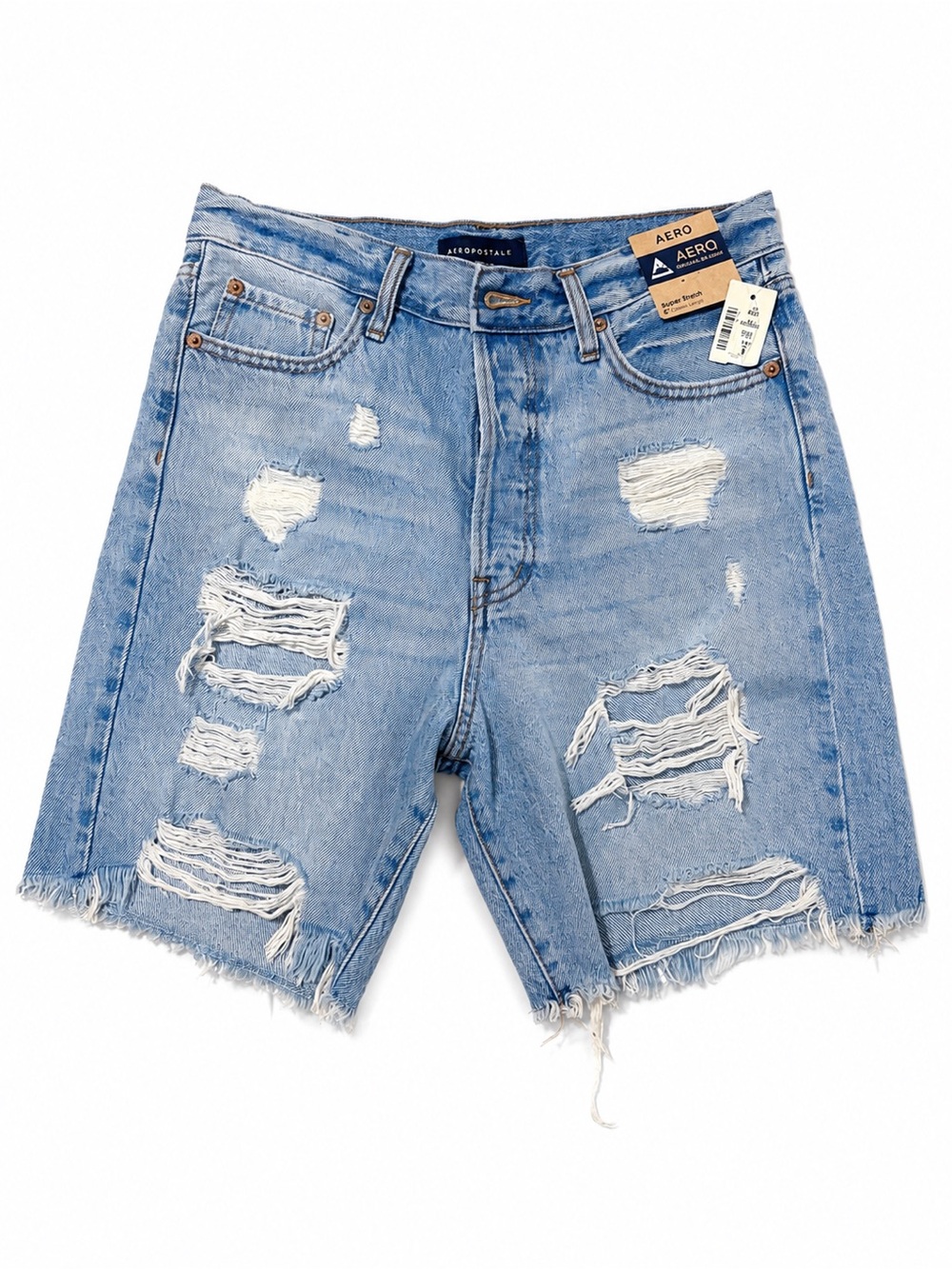 Aeropostale Light Blue Distressed Denim Skater Shorts